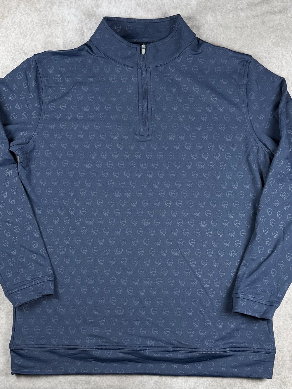 Peter Millar Youth XL Skull Print Navy Quarter Zip Golf Pullover